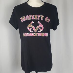 Realtree Black T-Shirt with Pink and Brown Accents